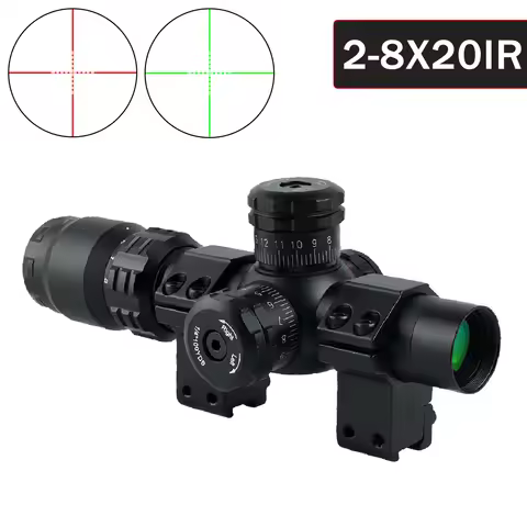 2-8x20IR Hunting Rifle Scopes Outdoor Shooting Scope Crossbow Short Red Green Illuminated Optical Si