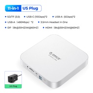 ORICO Dual M.2 USB C ฮับ Type-C แท่นวางมือถือสำหรับ Ma Mini M2 Studio M1 4K60Hz เฉียบสูงสุด DP1.4 Sd