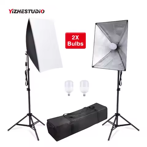 Photographic Softbox Lighting Kit ,Soft Box with Tripod 58W LED Bulb for Photo Studio Camera Shootin