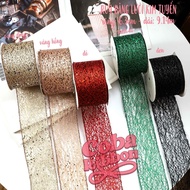 3 meters - 6.3cm wide purl mesh ribbon used to decorate parties, Christmas, Noel, Xmas, Christmas