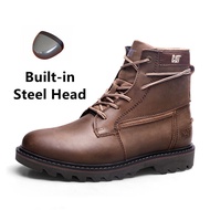 Caterpillar Men Original Steel Toe Genuine Cowhide High-top Martin Boots European Outdoor Fashion Work Boots Anti-smashing Safety Boots