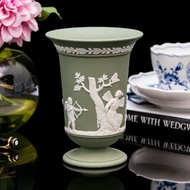 英國製 Wedgwood 賽姬之戀 1972碧玉浮雕陶瓷花瓶 插花花器