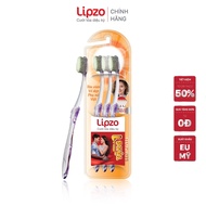 Combo 3 Bàn Chải Đánh Răng Lipzo Áo Dài Dành Cho Người Lớn Công Nghệ Chỉ Tơ Xoắn Kép Kháng Khuẩn Siê