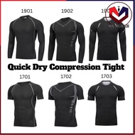 MR MURAH_ Men Compression Tight Gym Shirt Cool Dry Long Short Sleeve Fitness Baju Ketat Lengan Panja