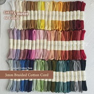 [Premium] 3mm Macrame Braided Cotton Cord | 5meter | Part 1 | DIY Handcraft Macrame Rope | 包芯棉绳 [5m]