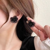 Anting Wanita Anting Korea Bunga Hitam Perhiasan Wanita
