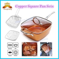 Copper Pan 4 Piece/Set Steel Titanium Ceramic 9.5 Non-Stick Deep Square Frying & Cooking Pan