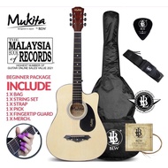 Mukita Guitar by BLW 38 Inch Cutaway Acoustic Guitar / Gitar Akustik Starter Pack Beginner Package