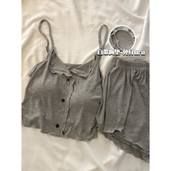 baju tidur seksi baju tidur sexy nipis Pad dada sling wanita modal piyama pakaian rumah seksi