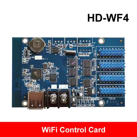 HD-WF4 HUIDU WF4 Asynchronous 768W*128H Pixels 4*HUB75 RGB Seven Color Small LED Display WIFI Contro
