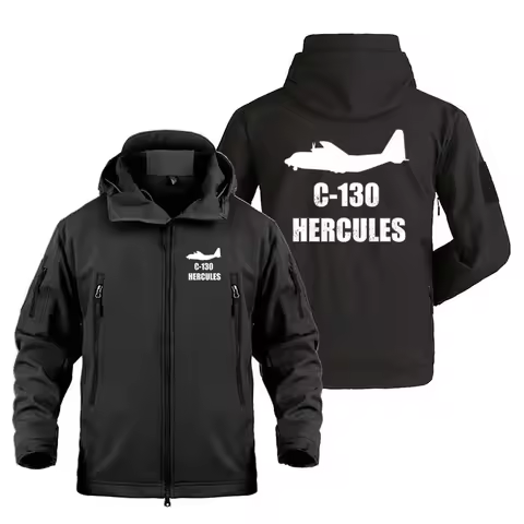 C130 Hercules Aviation Flight Outdoor Military Tactical Shark Skin Man Coats Fleece Warm SoftShell P