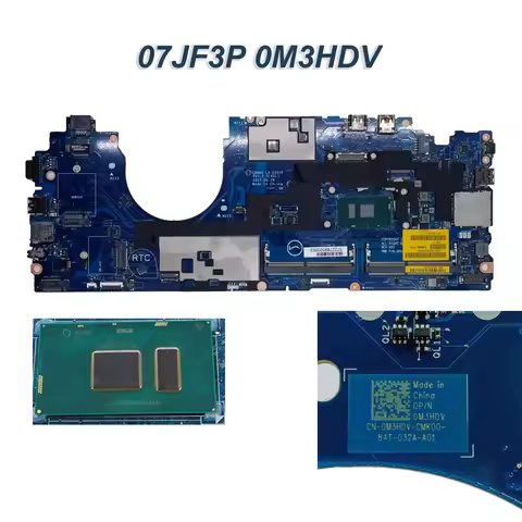 07JF3P 0M3HDV For Dell Latitude 5580 Laptop Motherboard System Mainboard Onboard CPU LA-E091P SR340 