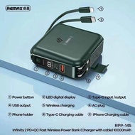 Remax RPP-145/10000mAh Wireless แบตสำรองพร้อมปลั๊กไฟ/สายชาร์จในตัว