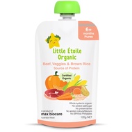 LITTLE ETOILE Organic Baby Food Puree Pouch Beef, Veggies, Brown Rice Flavour