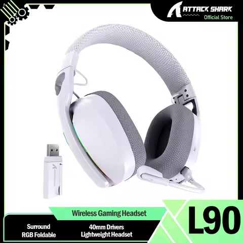 ATTACK SHARK L90 Ultralight Wireless Gaming Headset, BT, 2.4G, 3.5mm Wired, RGB Foldable 7.2 Surroun