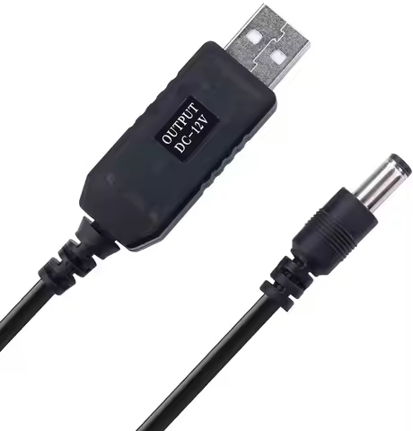DC 5V to DC 12V USB Voltage Step Up Converter Cable - Power Supply USB Cable with DC Jack 5.5 x 2.5m