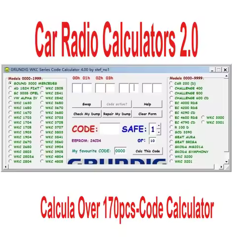 Car Radio Code Calculator V.2.0 Unlock Car Radio Code Car Stereo/Radio Code/Recode/Decode CD Over 17