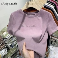 210g 40 Count Odal 92 Cotton 8 Spandex Short-Sleeved T-Shirt Slim-Fit High Elastic Blank Version