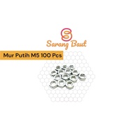 100 Pcs White Nuts M5 Galvanized 5mm 5mm Hexagon Nuts 0.8
