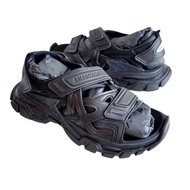 EU39 Balenciaga 黑色真皮Track橡膠魔術貼涼鞋 Demna Triple S