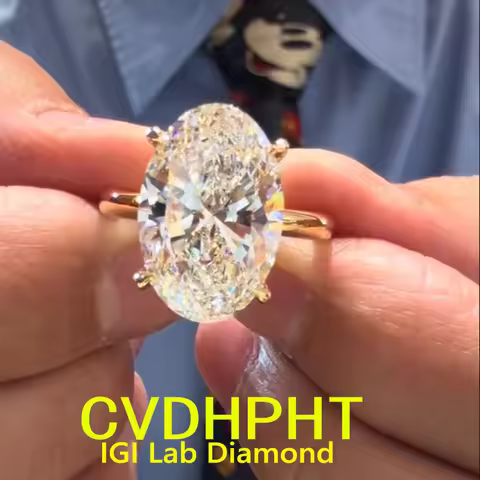 Big Oval shape 8ct 6ct 5ct lab grown diamond Ring IGI EF-VS1, Factory real 14K gold rings Wedding ri