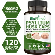 Biofinest Psyllium Husk Capsule Supplement - 1500mg Fiber Digestion Gut Bowel Regularity Cholesterol
