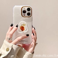 Fashion Agate Pearl Stand White Double Layer IMD Phone Case for iPhone 16 Pro Max 13 14 15 Promax Sh