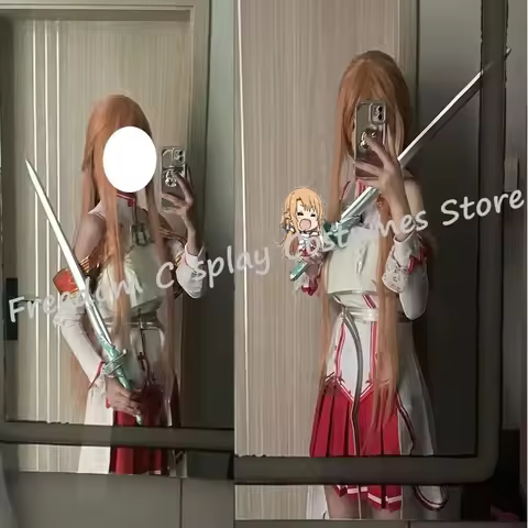 Anime Sword Art Online Yuuki Asuna Cosplay Costume Wig Necklace Female Uniform Dress Sao Branco Verm