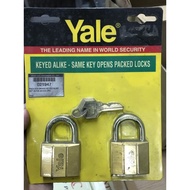 Yale Keyed Alike 2 Brass Padlock Padlocks 40 mm V140.40