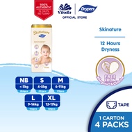 Skinature by Drypers Baby Tape Diapers NB66/ S58/ M44/ L38/ XL32 (4 Packs) - Super Soft & Allergen-f