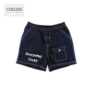 Chelsee กางเกงขาสั้น เด็กผู้ชาย รุ่น 128079 เอวยางยืด ลาย Awesome State แต่งกระเป๋าหน้า ผ้า Woven(วู