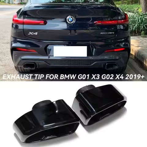 M40i Style Square Exhaust Stainless Steel Tailpipe Tips For 2018-2021 BMW X3 G01 X4 G02 20i 30i Upgr