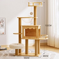 F&G คอนโดแมว Cat Tree ความสูง 132cm มีแท่นกระโดด หลุมนอน ลูกบอลเล่น ครบทุกฟังก์ชัน รองรับแมวได้ 2-3ต
