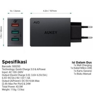 Aukey Charger Iphone Samsung USB 3 Port Quick Charge 3.0 ORIGINAL VERY
