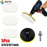 SUYO 5Pcs Car Polishing Pad Set, T-shape Flocking Car Waxing Sponge Disk, Portable 3/4/5/6/7 inch Bu