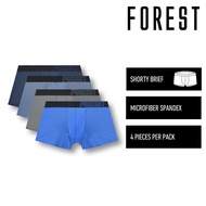 Forest Seluar Dalam Lelaki | (4 Pcs) Forest Mens Microfibre Spandex Shorty Brief Underwear Assorted 