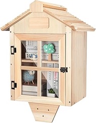 Ruomi1y Little Library Box Outdoor Free Library Kit,Double Literature Little Library with Shelf,Book