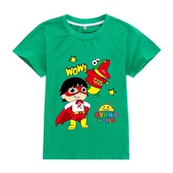 S-5XL Ryan Toys Review Cartoon Tshirt for Kids / Ryan's World Printed Cotton Boy Short Sleeve Shirt 