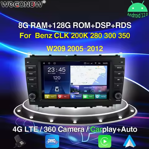 720P Carplay 8'' Android 12.0 6G+128G Car DVD Player Autoradio GPS navigation For Benz CLK 200K 280 