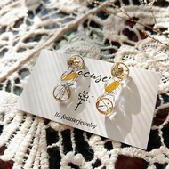 【一片晶菊】手繪三圓型 菊花耳環 透明乾燥花飾品