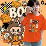 2025 FUZZY Spooky Labubu Kids Halloween Shirt 100-150CM Halloween Adult Short Sleeve Cotton S-5XL #