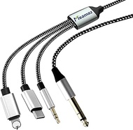 Meamaz 6.56FT 1/4 Inch TRS Cable, Within 1/4 to USB C, 3.5mm to 1/4" TRS Adapter,DAC Chip Include, 3