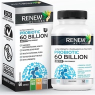 Renew Actives Probiotic Supplement for Digestive Health 60 Billion CFU per 2 Capsules - Advanced For