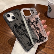Fun Fashionable Black Angel Pattern Phone Case Compatible for IPhone 15 14 16 13 12 11 Pro Max 7 8 P