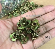 ทีนัด M8 น็อตเบอร์ 12 T-NUT เกลียว 1.25mm เหมาะกับงานไม้ ฝังหน้าไม้สำหรับขันน็อต วัสดุเหล็กชุบแข็งแร