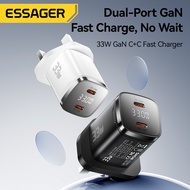 Essager 33W GaN Dual Type-C Charger Digital Display PD3.0 QC4.0 Fast Charging For iPhone16 15-8 iPad