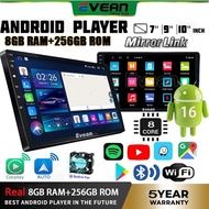 Evean Car Android Player With Cooling Fan (8GB RAM+256B 8Core )Bluetooth Car Radio Wireless Carplay 