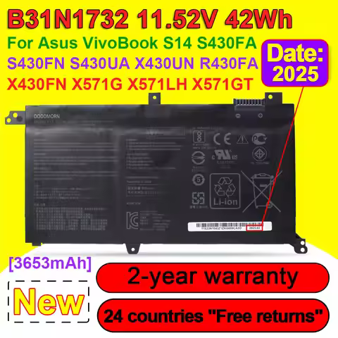 11.52V 42Wh B31N1732 Battery For ASUS VivoBook X430FN X430UA X430UF X430UN X430FA X571G X571LH X571G