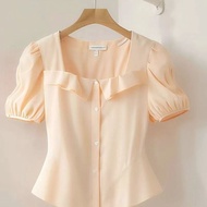 Ethnic Filipiniana Blouse Asean Inspired Attire For Women Barong Blouse Summer Square Neck Puff Slee