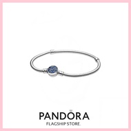 [Duty Free] PANDORA100% authentic S925 sterling silver Pandora Moments Sparkling Blue Disc Clasp Sna